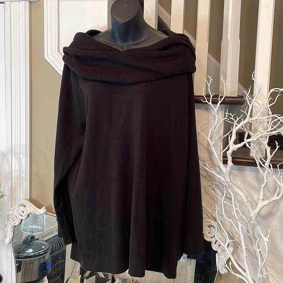 Cowl Neck Solid Deep Black Sweater. The Softest, Gorgeous Drape & Feel. - Picture 4 of 11